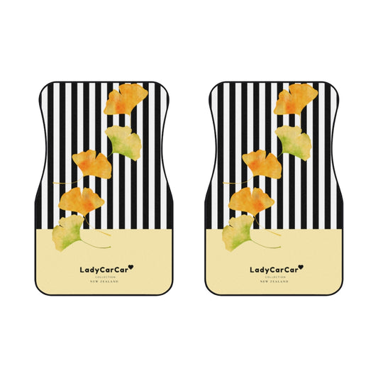 Ginkgo leaves x Stellapopo I | yellow and black | front car floor mats
