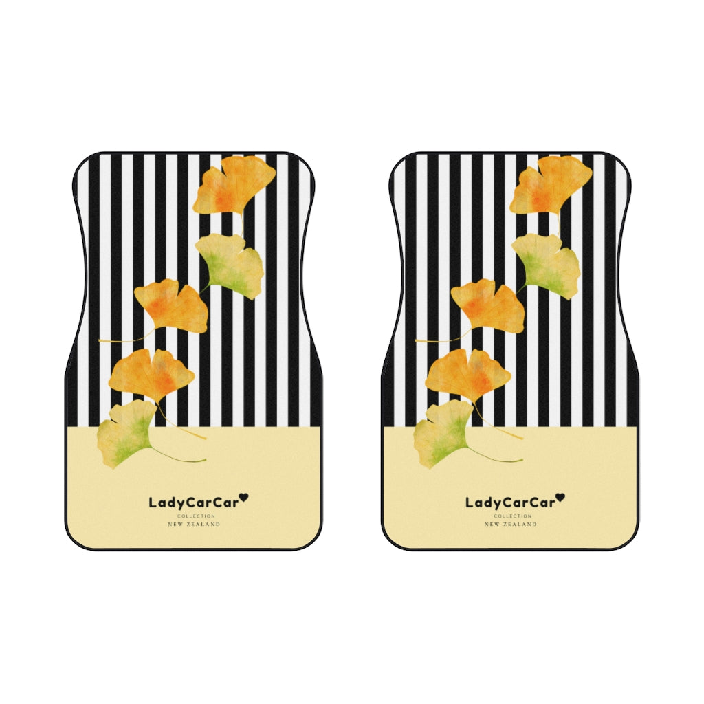 Ginkgo leaves x Stellapopo I | yellow and black | front car floor mats