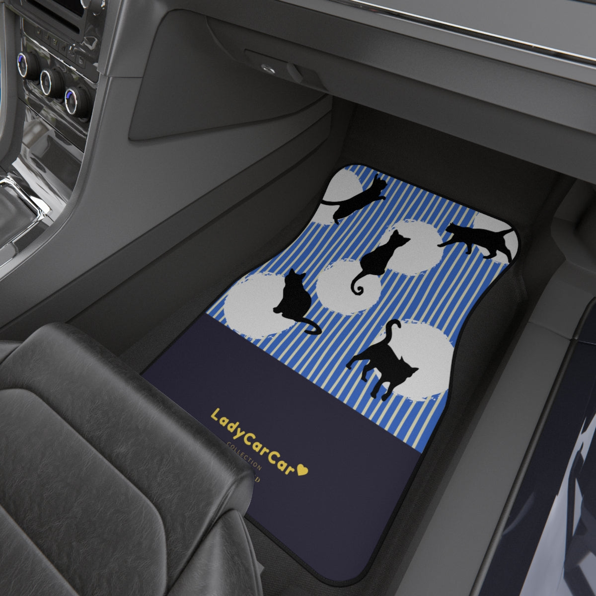 Cats chase light I | blue | front car floor mats