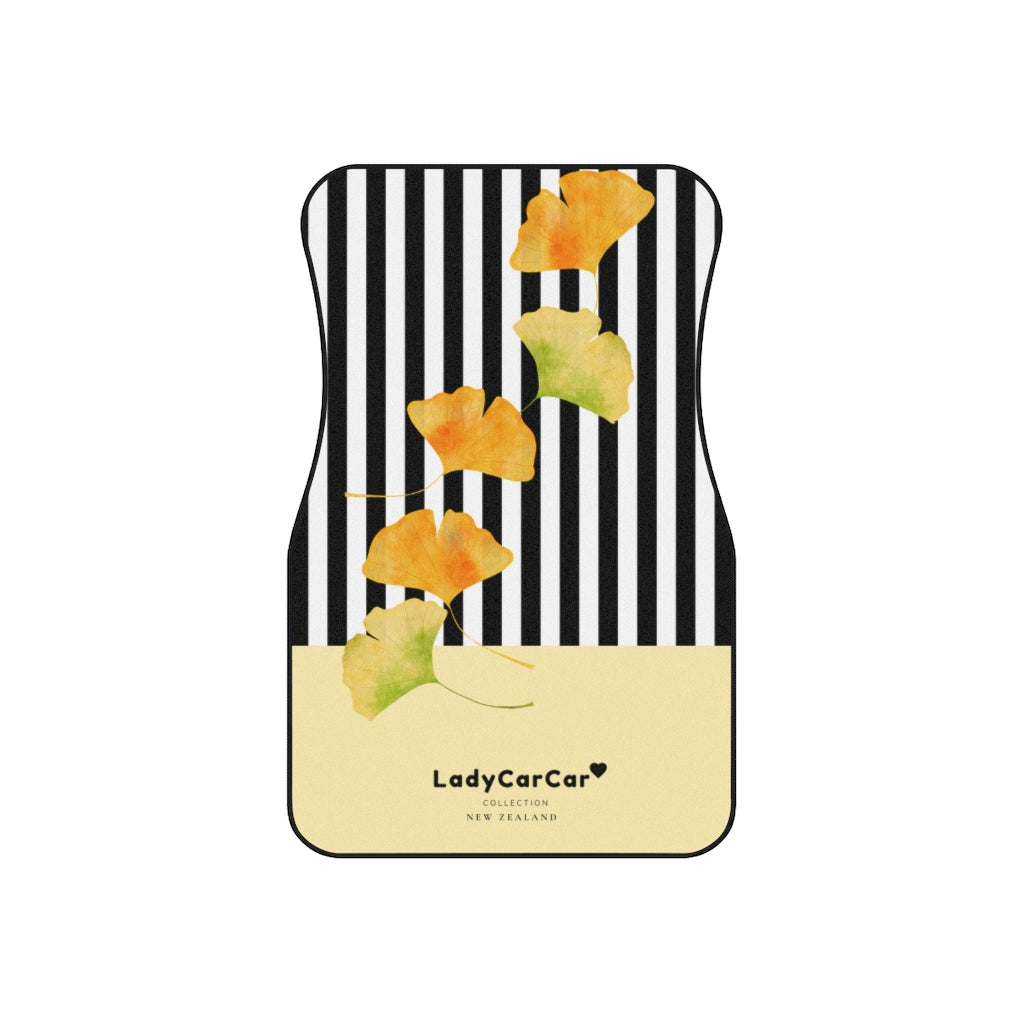 Ginkgo leaves x Stellapopo I | yellow and black | front car floor mats