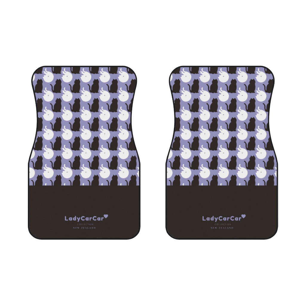 Kawaii black cats I | lilac | front car floor mats