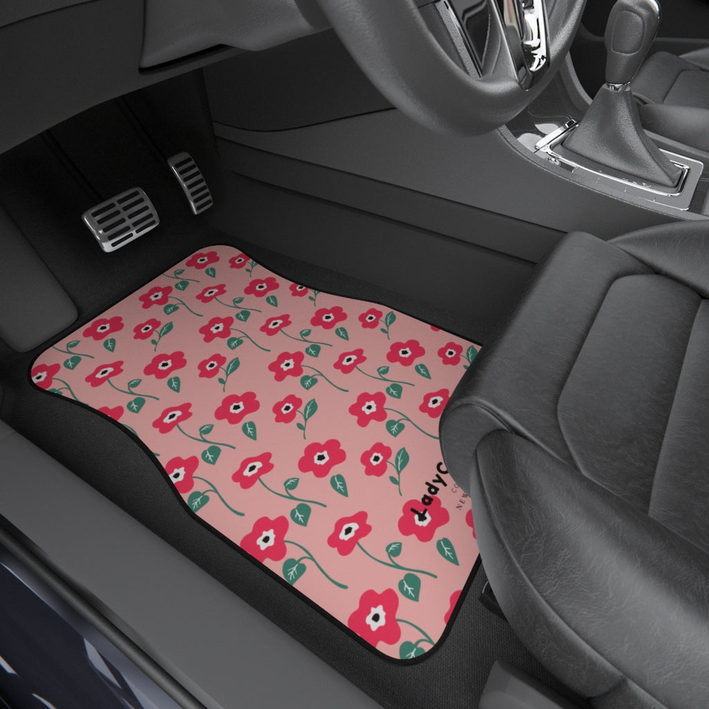 Floral medley | pink and red | front car floor mats