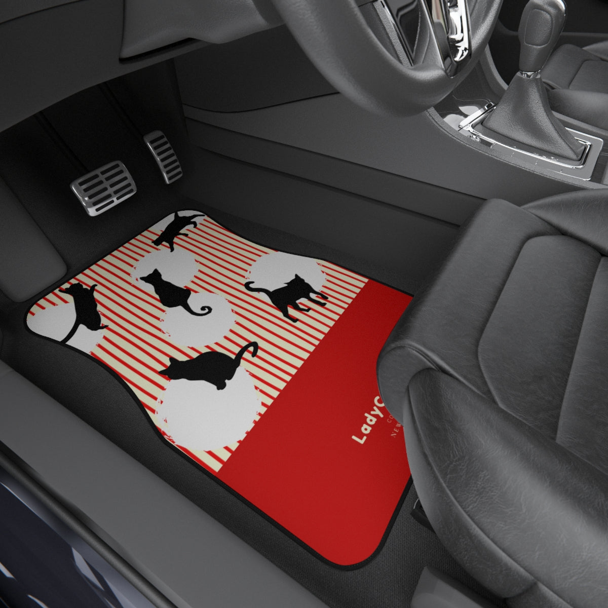 Cats chase light I | red | front car floor mats