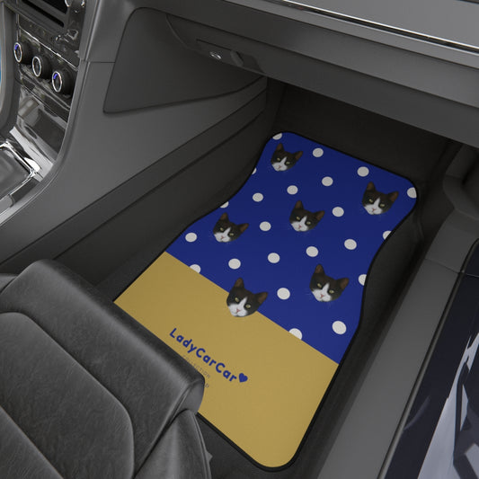 Cat playground I | mustard and blue | front car floor mats