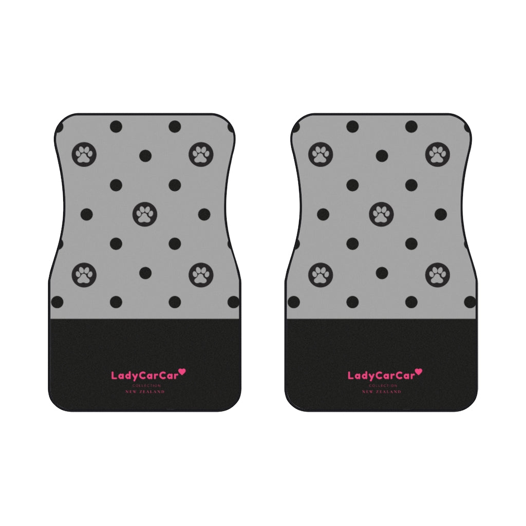 Paws and polka dots I | grey | front car floor mats