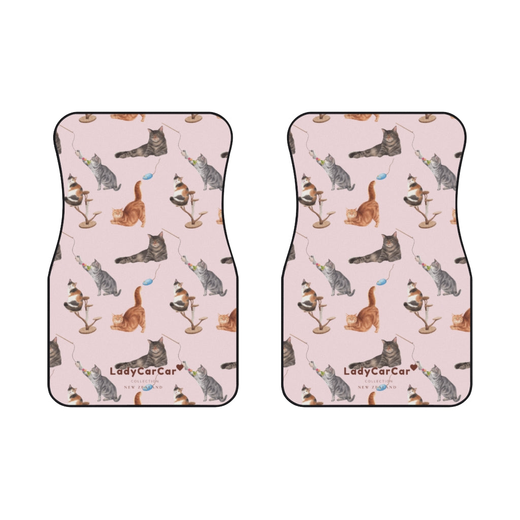 Cat playground II | pink | front car floor mats