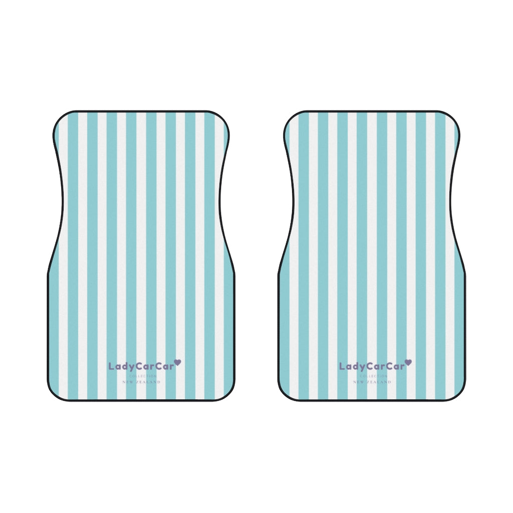 Cottage floral stripes (plain) | blue | front car floor mats