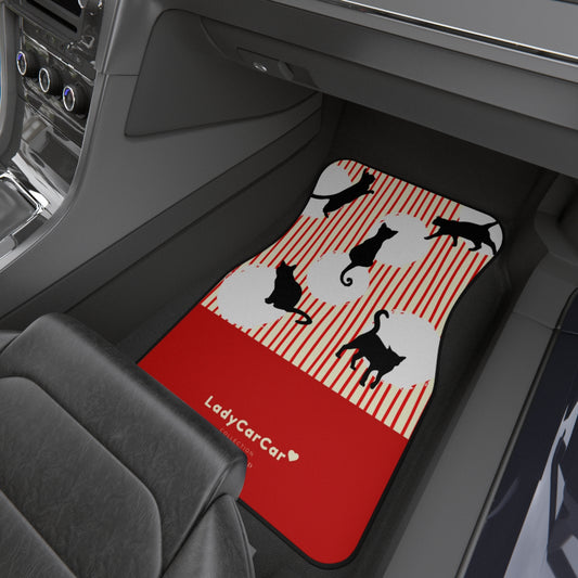 Cats chase light I | red | front car floor mats