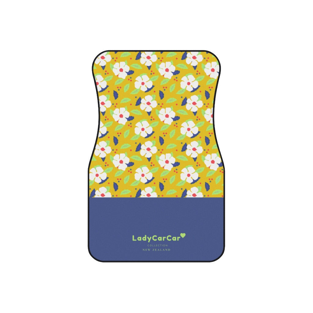 Busy lizzies garden | blue | front car floor mats