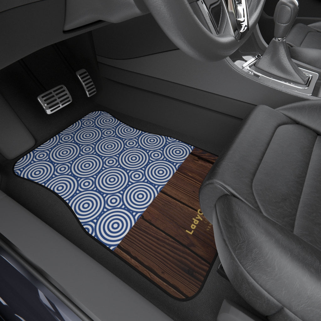 Onsen whimsy I | blue and wood | front car floor mats