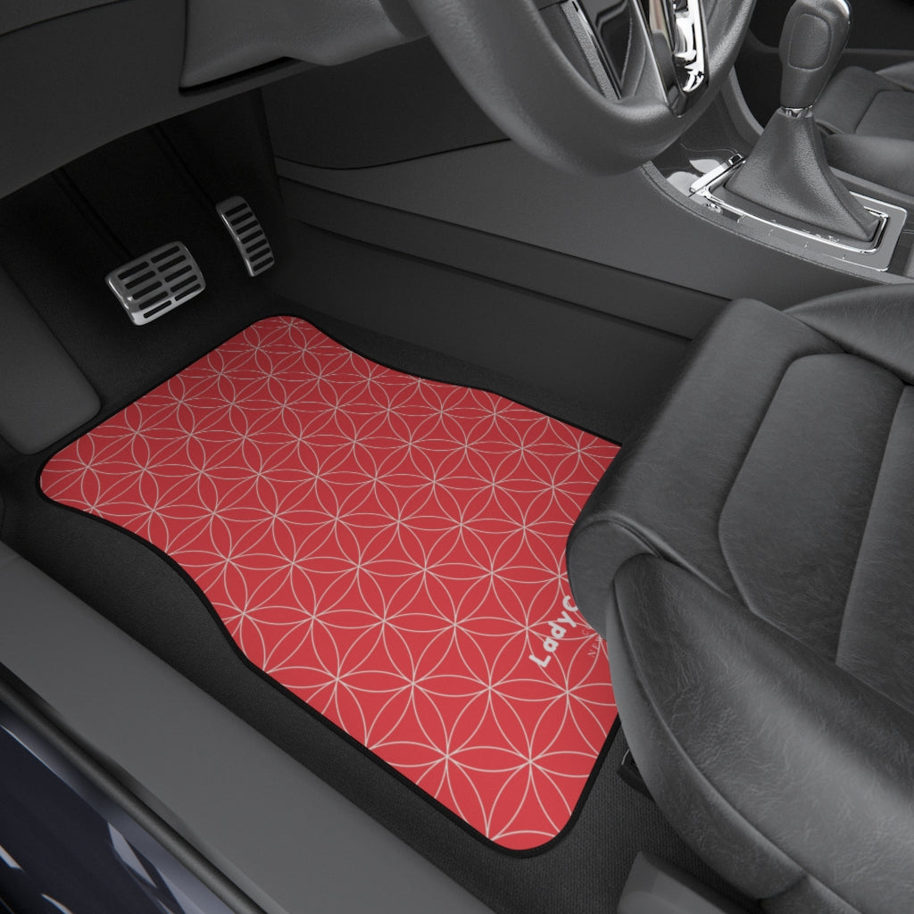 Japanese shippo pattern II | red | front car floor mats