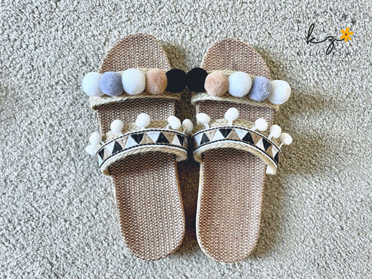 Miss Moroccan Love Sandals - Beige and Black(A)