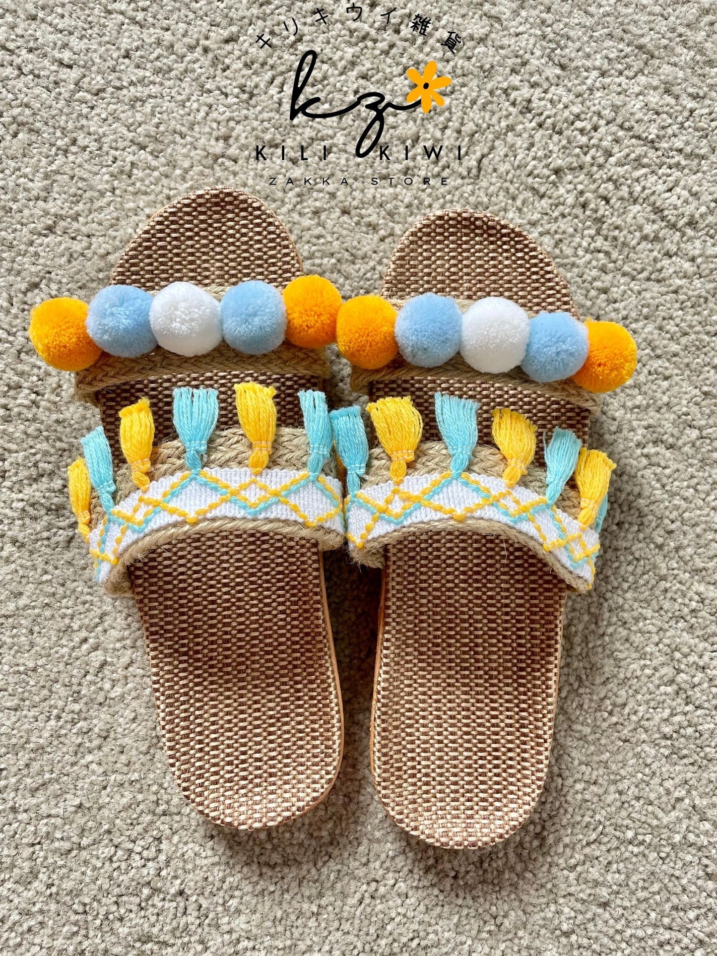 Miss Colourful Sandals - Yellow and Blue(C)