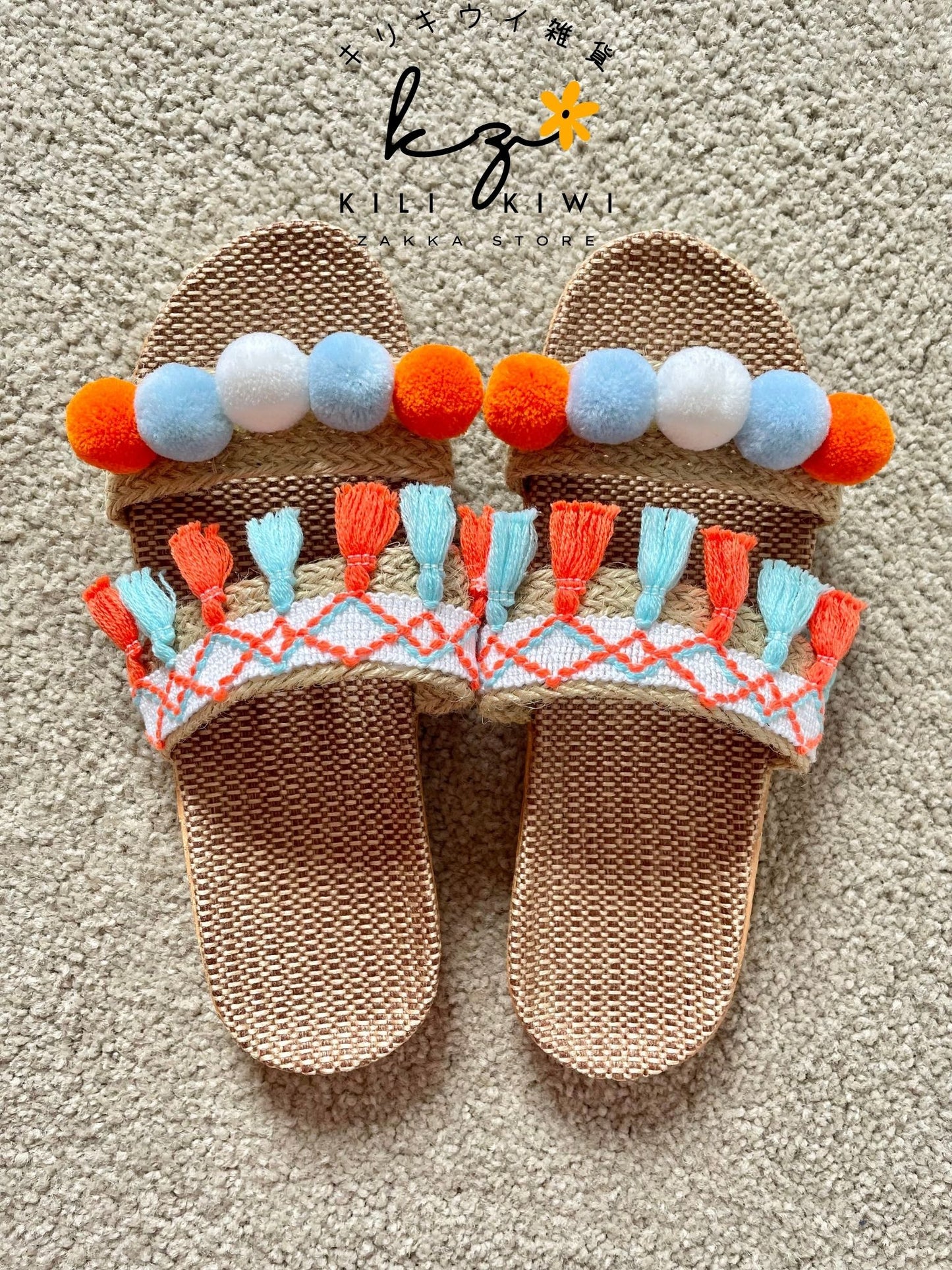 Miss Colourful Sandals - Orange and Blue(D)