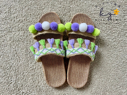 Miss Colourful Sandals - Purple and Green(A)