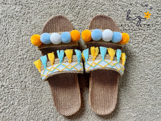 Miss Colourful Sandals - Yellow and Blue(C)