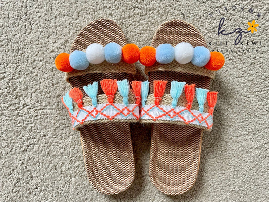 Miss Colourful Sandals - Orange and Blue(D)