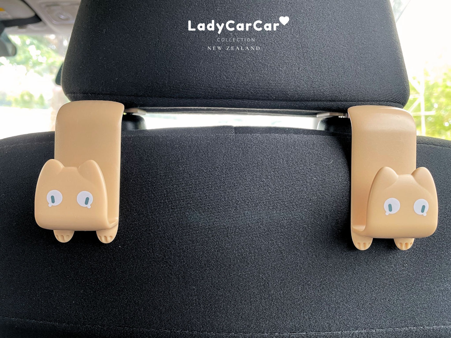 Pair Kitty Car Hook Hangers - Sand