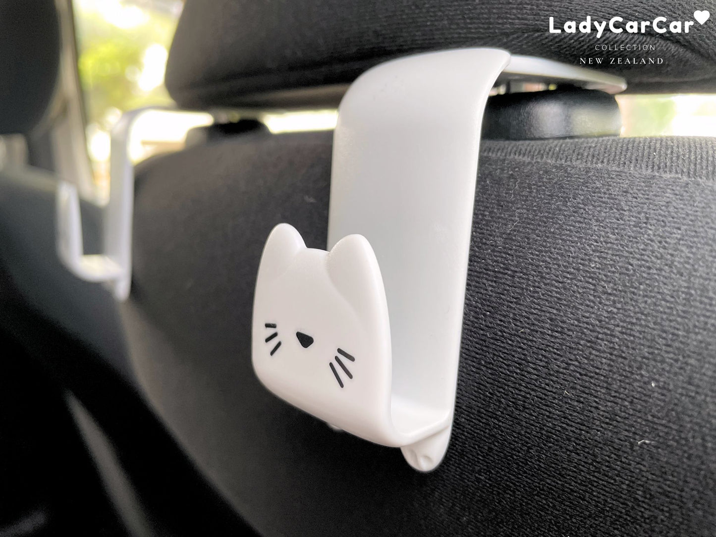 Pair Kitty Car Hook Hangers - Baby Blue