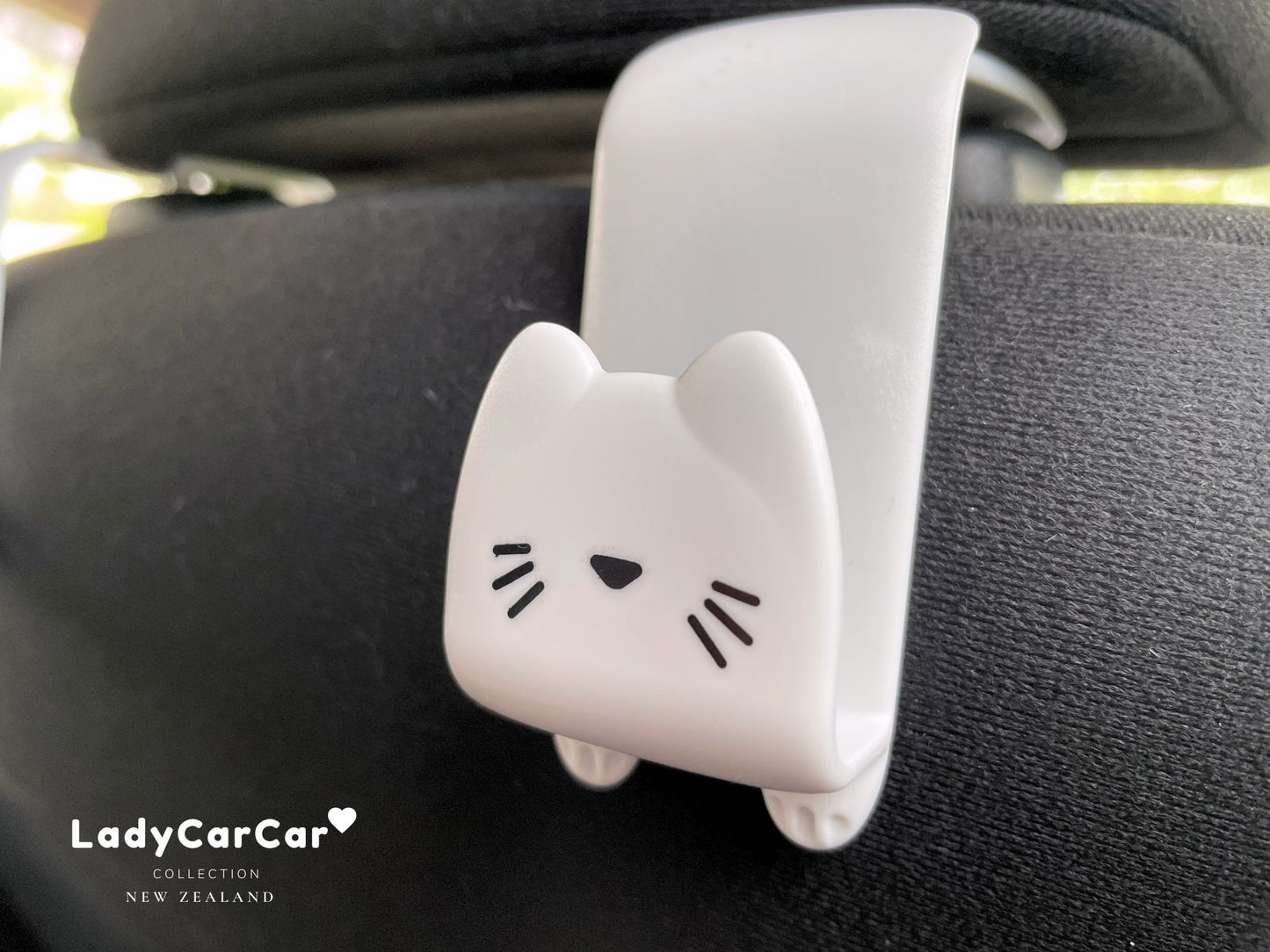 Pair Kitty Car Hook Hangers - Baby Blue