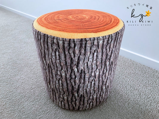 Cute wood log style stool with detachable fabric cover