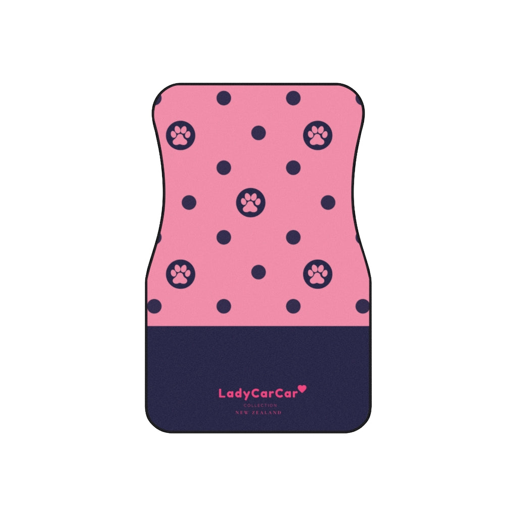 Paws and polka dots I | pink | front car floor mats