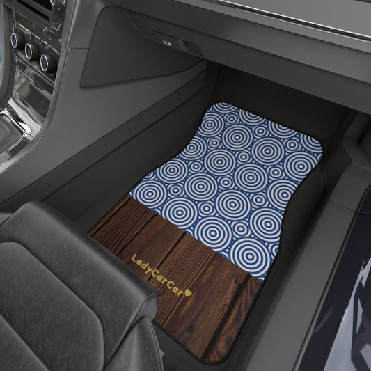 Onsen whimsy I | blue and wood | front car floor mats
