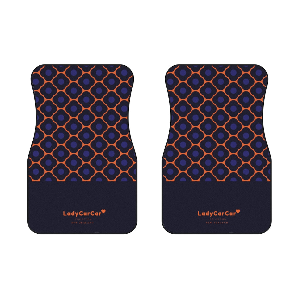 Chic quatrefoil I | orange and blue | front car floor mats