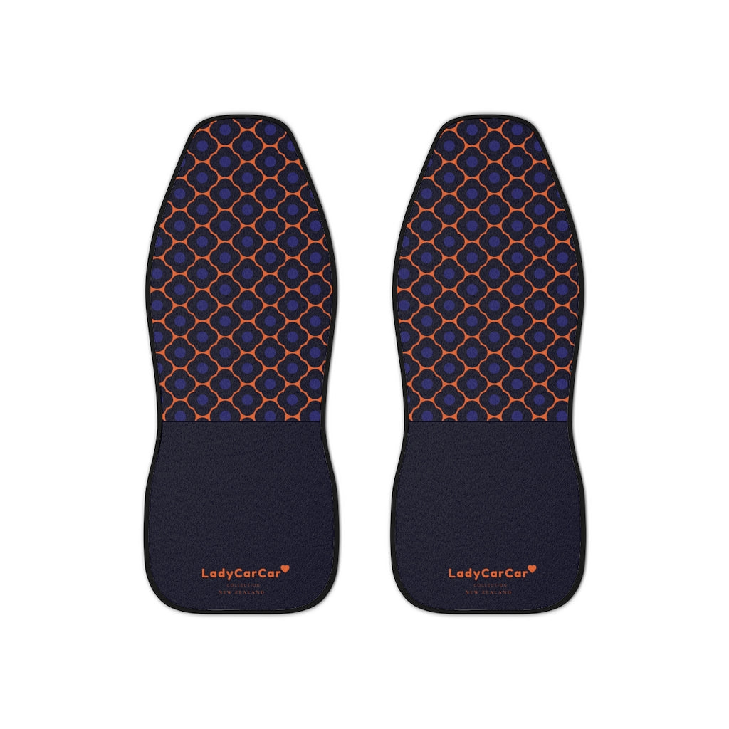 Chic quatrefoil I | orange and blue | car seat covers