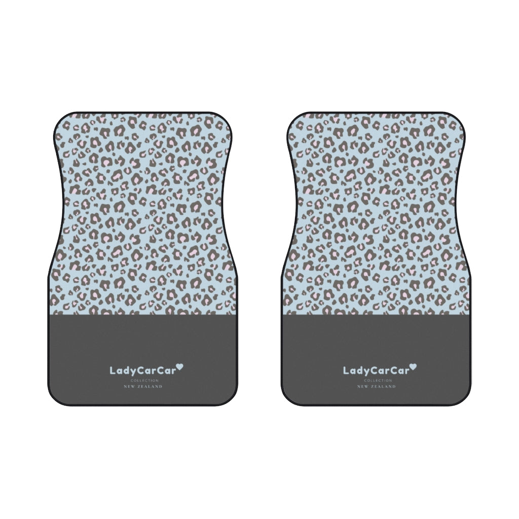 Cheetah & sweet I | baby blue | front car floor mats