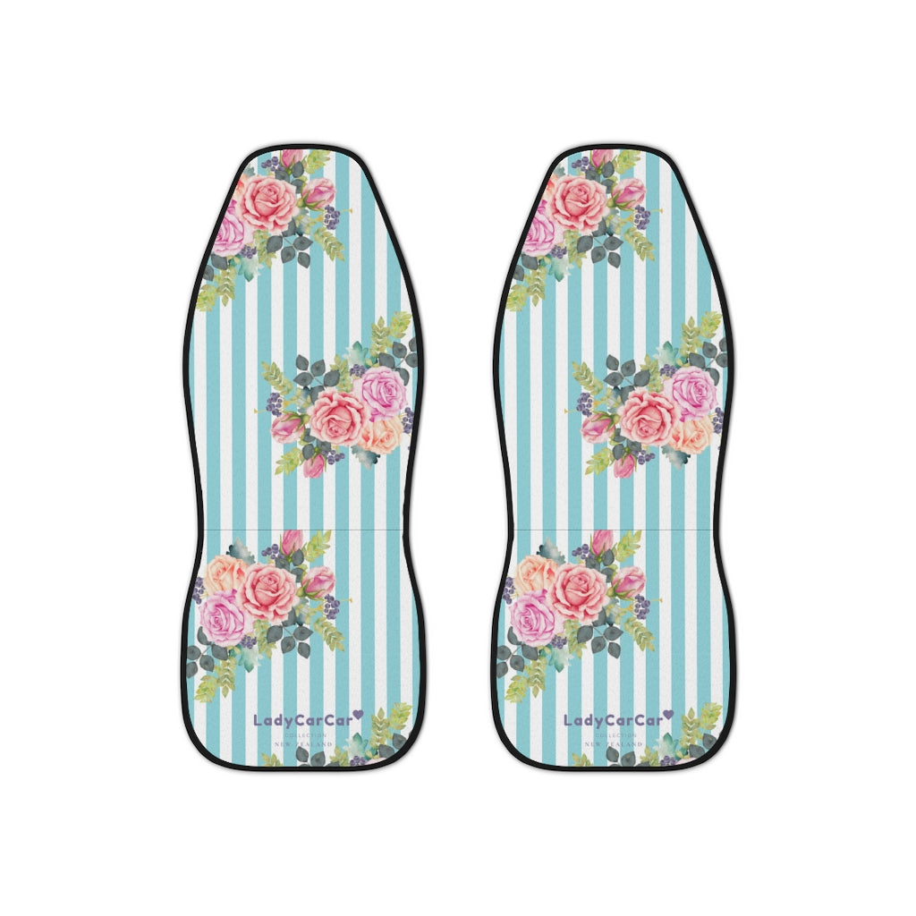 Cottage floral stripes | blue | car seat covers