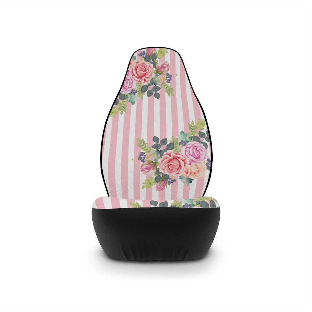 Cottage floral stripes | pink | car seat covers