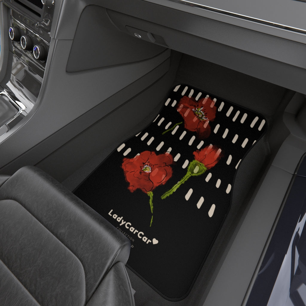 Poppies memories I | black | front car floor mats