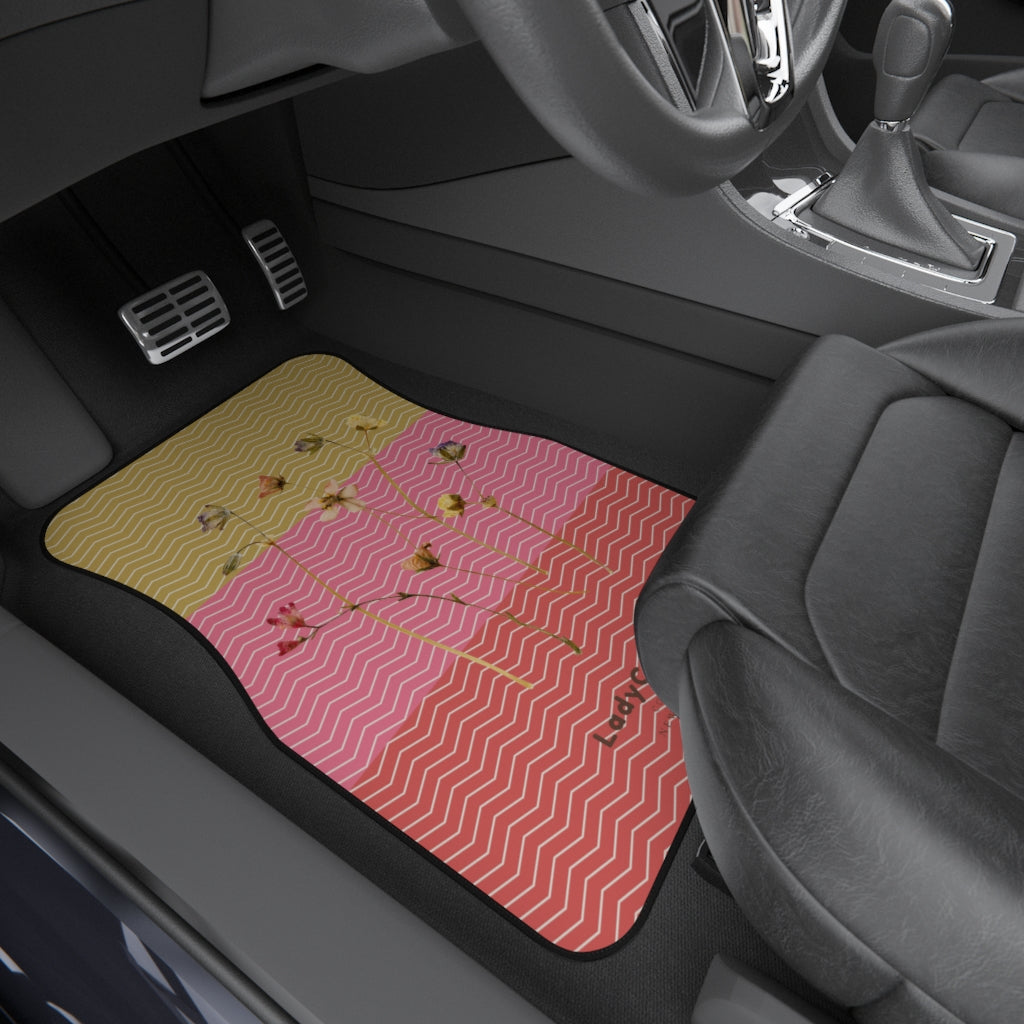 Chevron mania I | OPY and floral | front car floor mats