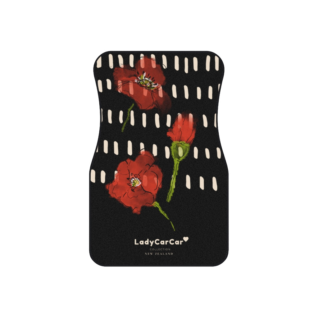 Poppies memories I | black | front car floor mats