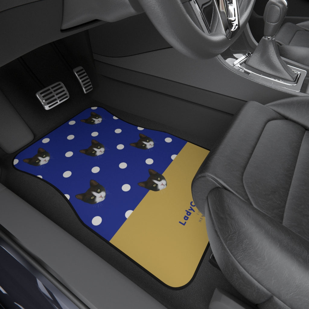 Cat playground I | mustard and blue | front car floor mats