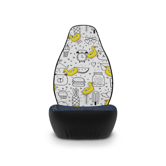 Doodle fantasy I | yellow and denim | car seat covers