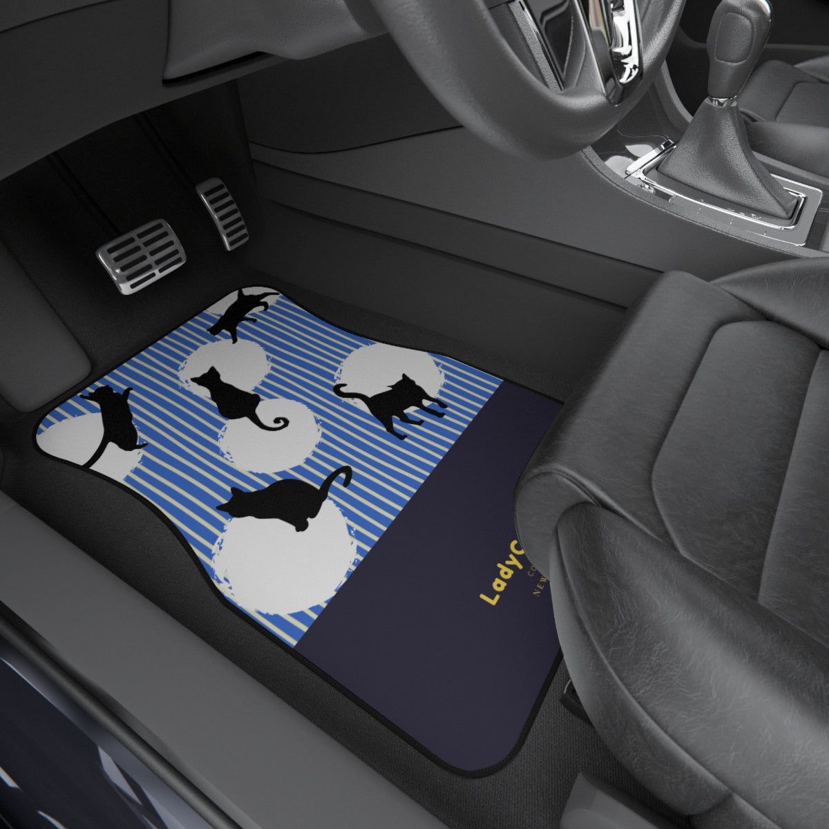 Cats chase light I | blue | front car floor mats