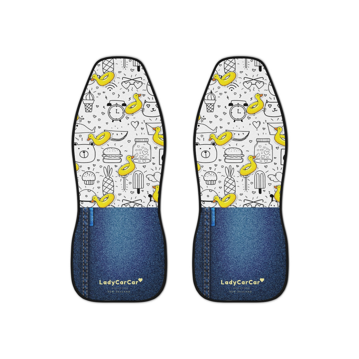 Doodle fantasy I | yellow and denim | car seat covers