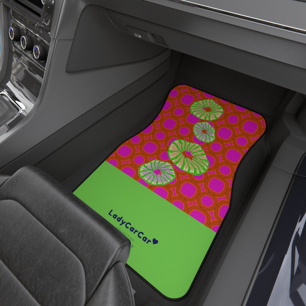 Retro mood and corals I | green | front car floor mats