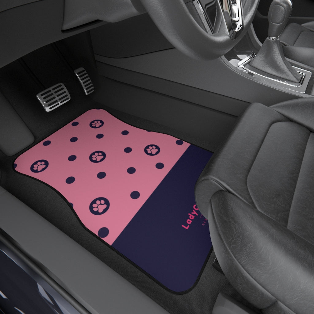 Paws and polka dots I | pink | front car floor mats