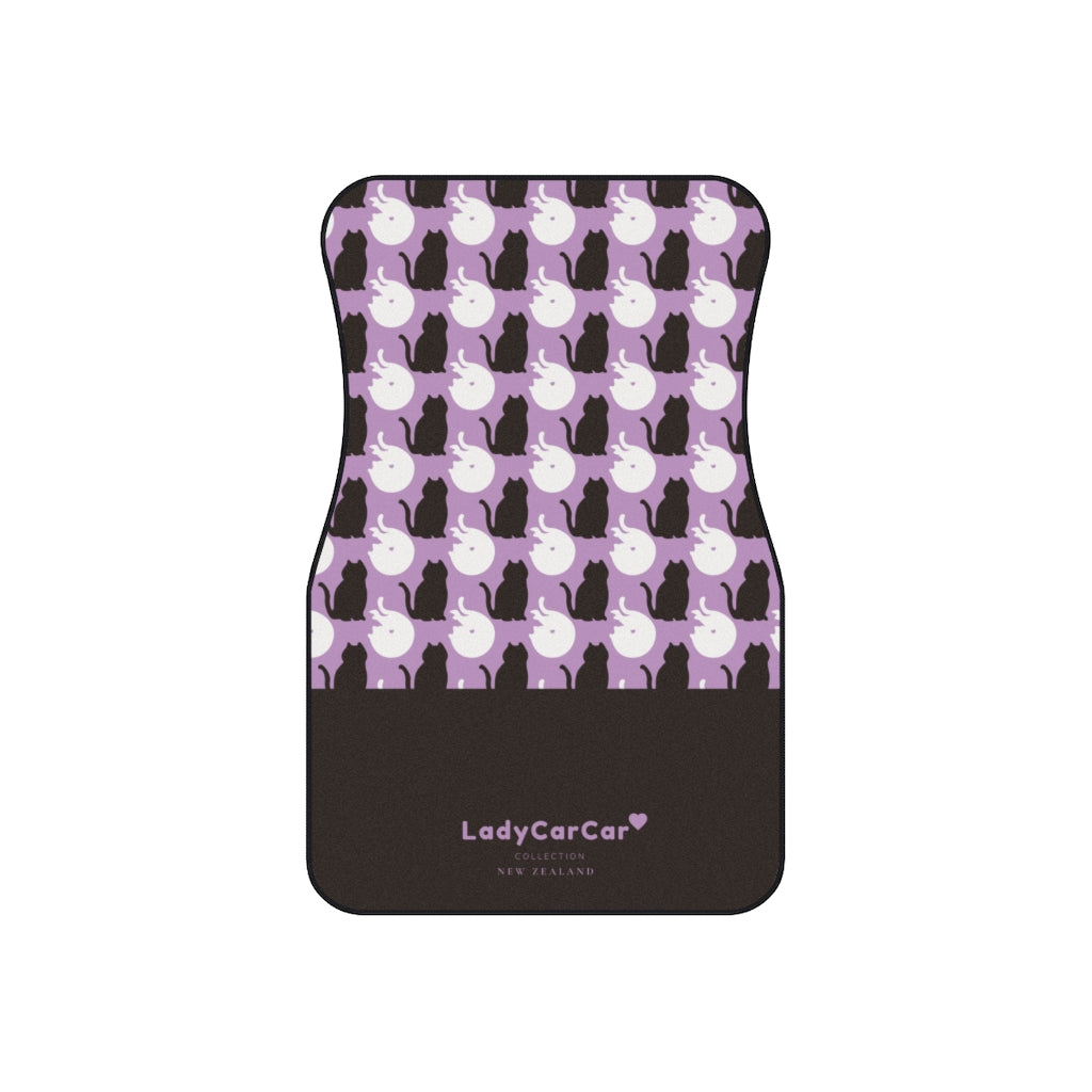 Kawaii black cats I | lavender | front car floor mats