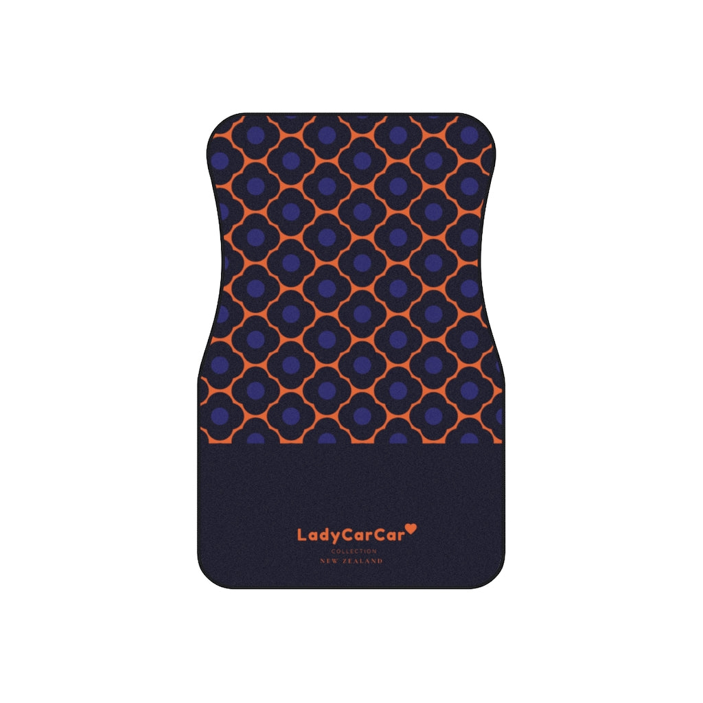 Chic quatrefoil I | orange and blue | front car floor mats