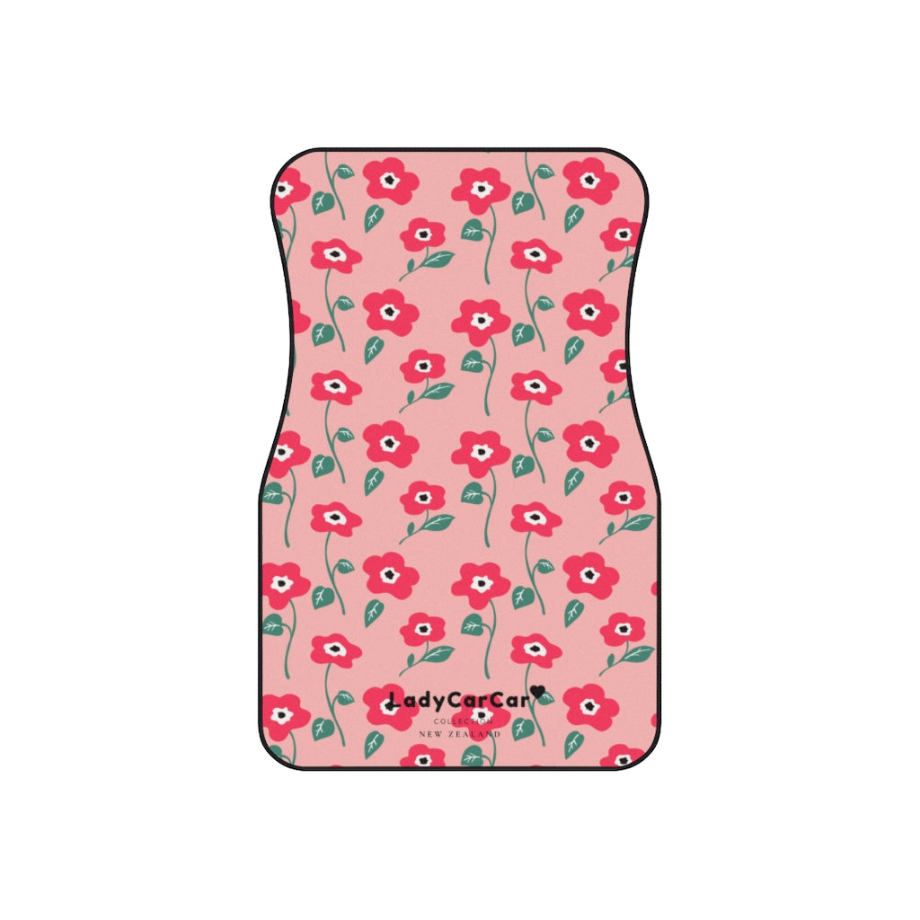 Floral medley | pink and red | front car floor mats