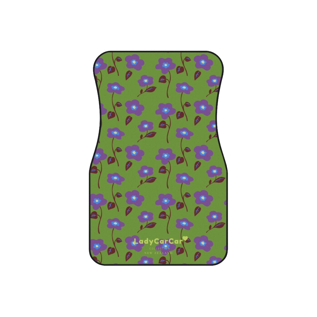 Floral medley | purple and forest green | front car floor mats