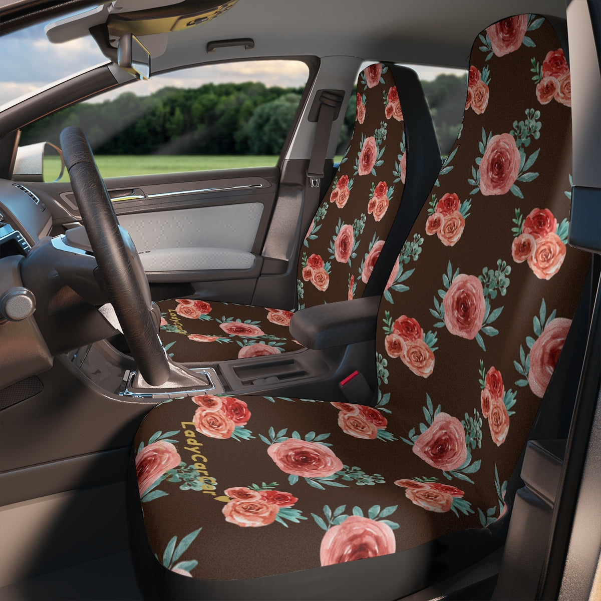 Garden rose I | mustard and brown | car seat covers