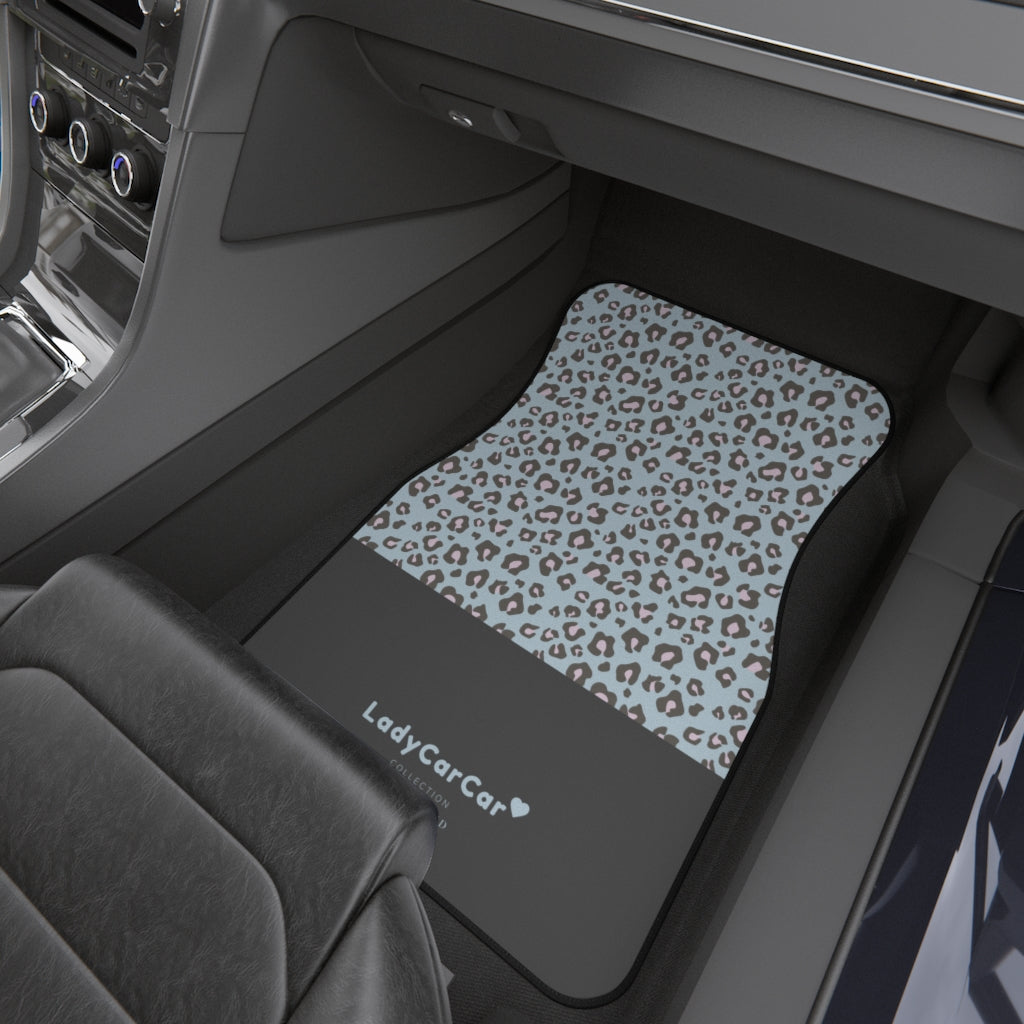 Cheetah & sweet I | baby blue | front car floor mats