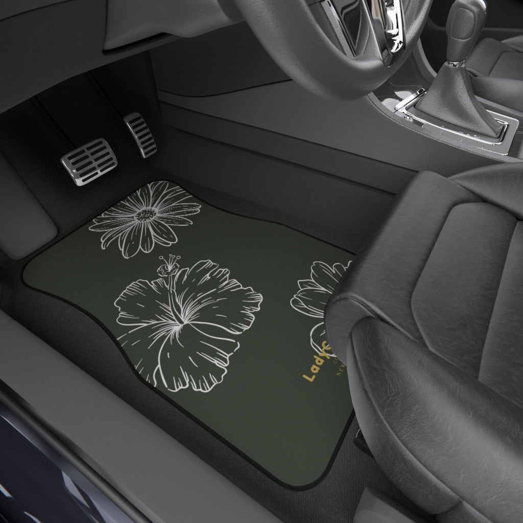 Floral line flower I | charcoal | front car floor mats