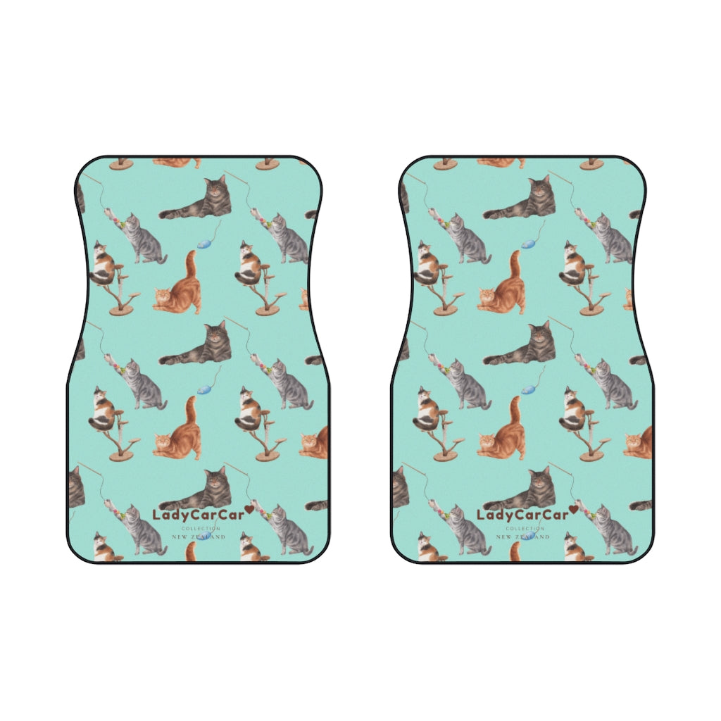 Cat playground II | mint | front car floor mats