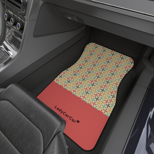 Colourful cross pattern I | orange | front car floor mats